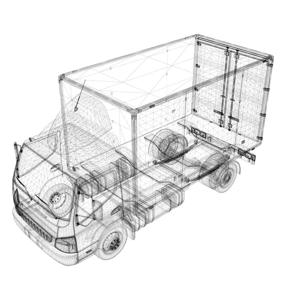 Wireframe rendering of a service truck